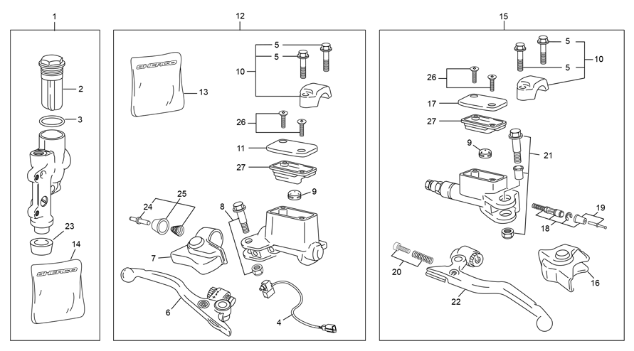 Master cylinder Front rear caliper